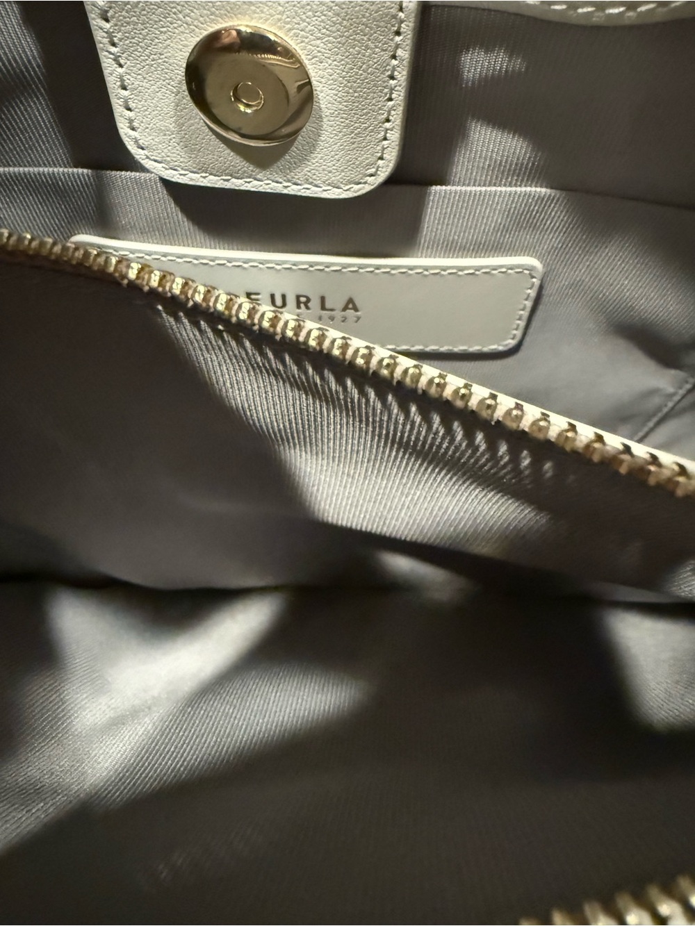 Furla Soft Hobo Shoulder Bag in Light Gray with Black Strap - Picture 16 of 16